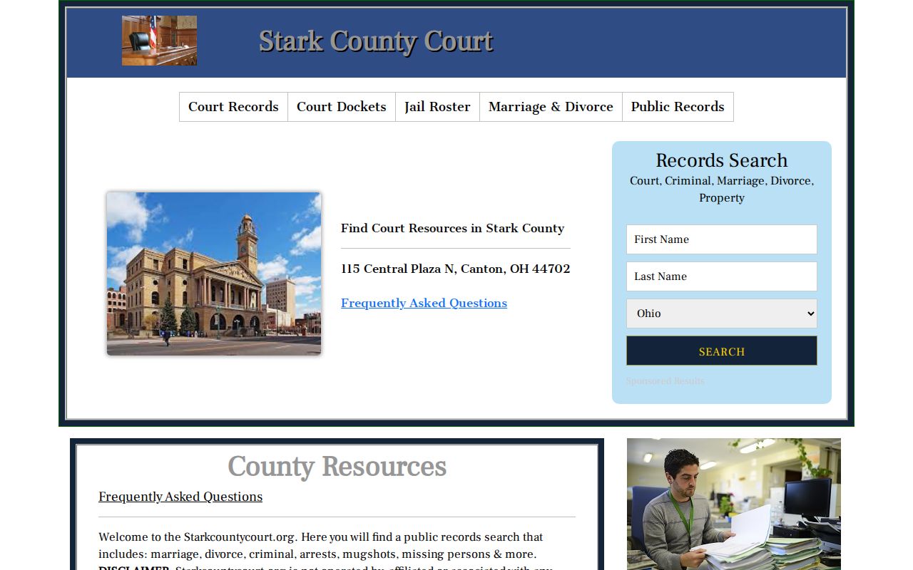 Massillon resident lookup reference for Stark County Clerk of Courts