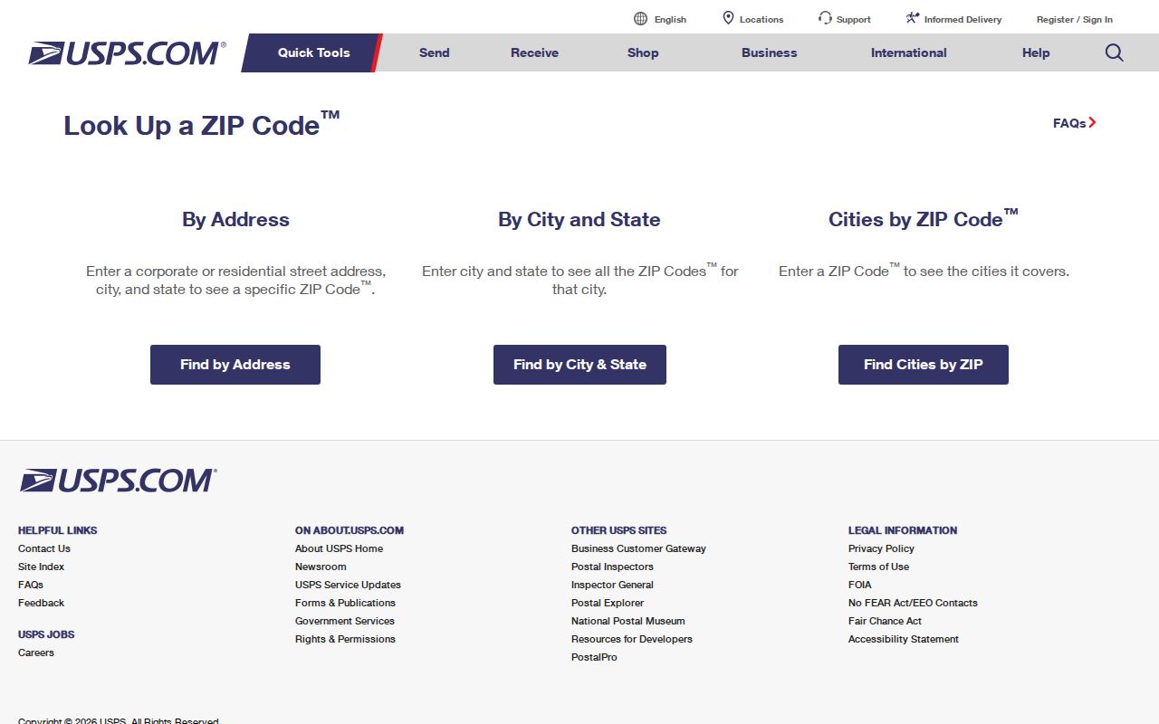 Massillon ZIP code directory image of the USPS ZIP lookup tool